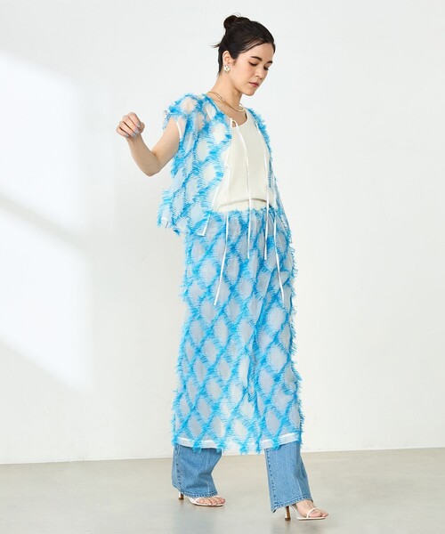 NOLLEY’S（ノーリーズ）の「《セットアップ対応》KIRYUバイヤスカットジャガードスカート（スカート・レディース・ブルー系その他・38）」の3枚目の写真