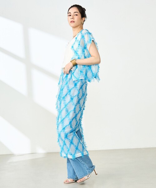 NOLLEY’S（ノーリーズ）の「《セットアップ対応》KIRYUバイヤスカットジャガードスカート（スカート・レディース・ブルー系その他・38）」の4枚目の写真