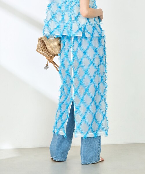 NOLLEY’S（ノーリーズ）の「《セットアップ対応》KIRYUバイヤスカットジャガードスカート（スカート・レディース・ブルー系その他・38）」の9枚目の写真