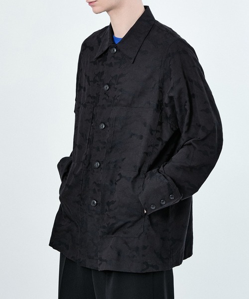 セール】CAMO JAQUARD OVERSIZE SHIRTS（ミリタリージャケット）｜M TO