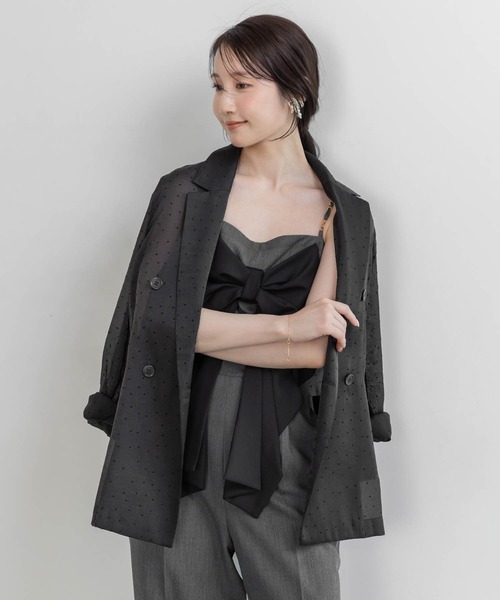 RANDA（ランダ）の「ダブルブレストシアージャケット（ブルゾン・レディース・ホワイト/ベージュ/ブラック・1/0）」の2枚目の写真