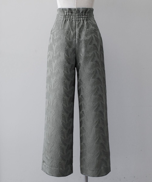 girl（ガール）の「フェザー柄ジャガードペプラム セットアップ 結婚式 パンツドレス セパレート パーティードレス オケージョンドレス お呼ばれ 二次会 成人式 同窓会 謝恩会（パンツドレス・レディース・カーキ/ブラック/グレー・S/M/L）」の16枚目の写真