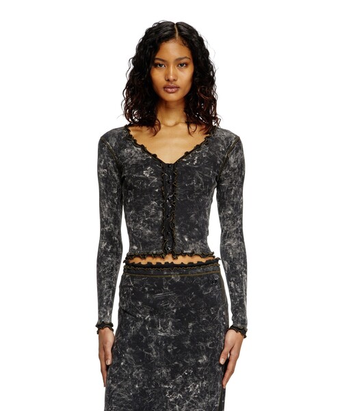 DIESEL（ディーゼル）の「ウィメンズ 長袖トップ T-FLUX（カーディガン/ボレロ・レディース・ブラック・LARGE/MEDIUM/SMALL/X-LARGE/X-SMALL）」の3枚目の写真