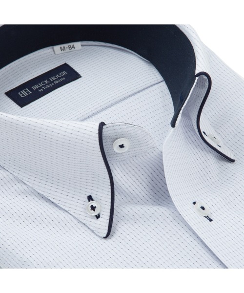 TOKYO SHIRTS(トウキョウシャツ)の「形態安定ノーアイロン ボタンダウン 長袖ストレッチビジネスワイシャツ(ビジネスシャツ・メンズ・ブルー・首回り39cm-裄丈80cm/首回り39cm-裄丈84cm/首回り41cm-裄丈86cm/首回り42cm-裄丈82cm/首回り42cm-裄丈86cm/首回り43cm-裄丈86cm/首回り37cm-裄丈80cm/首回り41cm-裄丈82cm/首回り43cm-裄丈82cm/首回り37cm-裄丈84cm)」の2枚目の写真