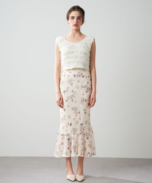 新品　The Girls Society フラッフィーフリンジニット ホワイト セール】フラッフィーフリンジニット（ニット/セーター）｜DEICY