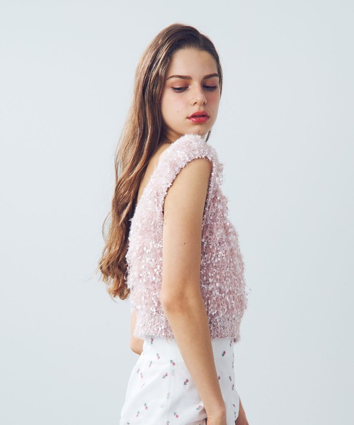 新品　The Girls Society フラッフィーフリンジニット ホワイト セール】フラッフィーフリンジニット（ニット/セーター）｜DEICY