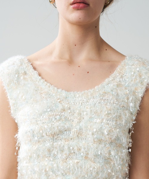 DEICY（デイシー）の「フラッフィーフリンジニット（ニット/セーター・レディース・ブルー/アイボリー/ピンク・FREE）」の10枚目の写真