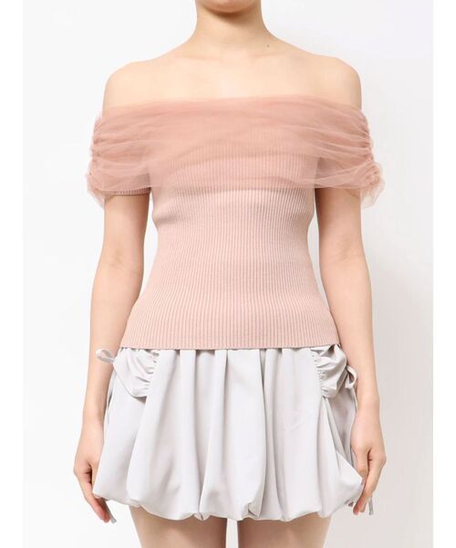 シアーコンビオフショルニット&バックリボンデニム RESEXXY（リゼクシー） シアーコンビオフショルニット 即日発送