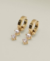 VATSURICA | 〈VATSURICA〉金属アレルギー対応 / サージカルステンレス / キュービックジルコニア フープ ワンタッチイヤリング(イヤリング)