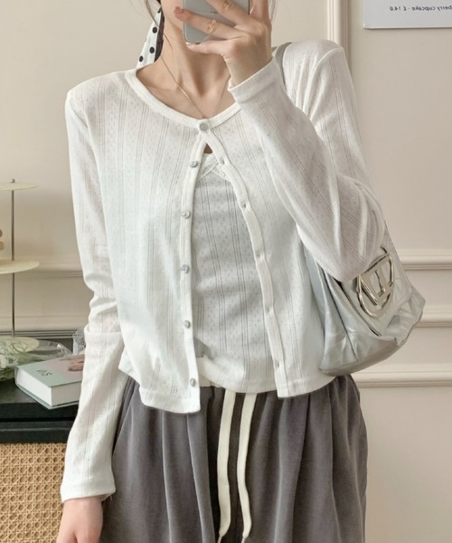MaxMara ニット アンサンブル 白タグ カーディガン キャミソール S GRL（グレイル）の「クロップド丈カーディガンXキャミソール