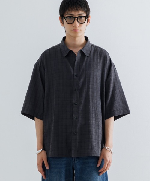 スースーFamiliar 160cm シャツ Check sheer HS shirt / チェックシアーハーフスリーブシャツ