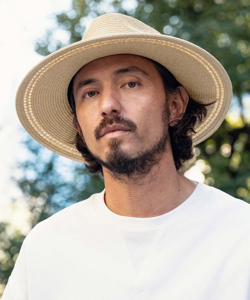 CAMBIO(カンビオ)の「mko12735-Long Brim Braid Hat ブレードハット(ハット・メンズ・ブラック/ベージュ・FREE)」の3枚目の写真