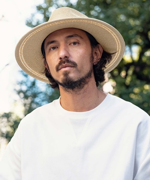 CAMBIO(カンビオ)の「mko12735-Long Brim Braid Hat ブレードハット(ハット・メンズ・ブラック/ベージュ・FREE)」の4枚目の写真