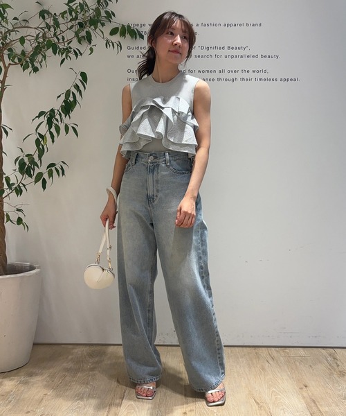 【新品Apuweiser-riche】レース編み込みニット Apuweiser-riche（アプワイザーリッシェ）の「レースフリル