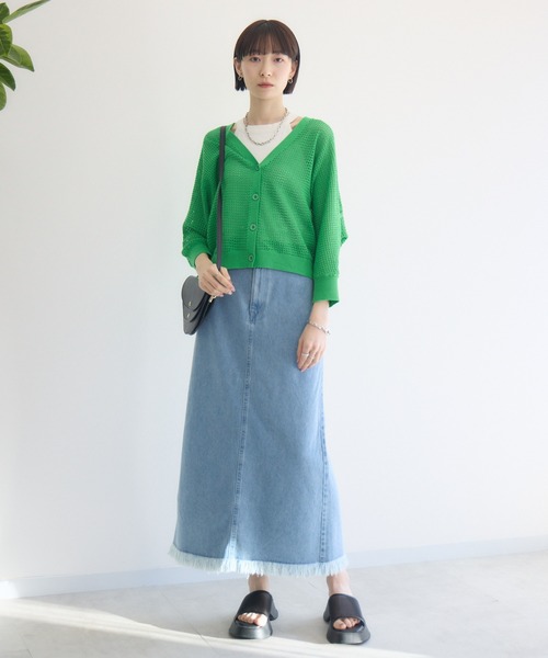 Paradise Picnic（パラダイスピクニック）の「バックラインメッシュカーデ（カーディガン/ボレロ・レディース・ブルー/ホワイト/グリーン・FREE）」の21枚目の写真