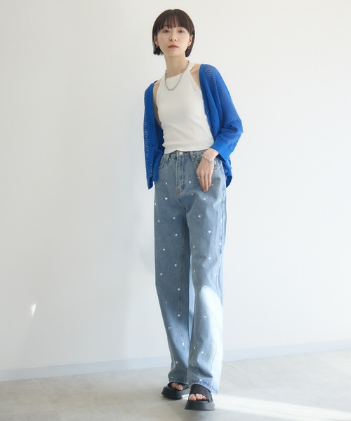 Paradise Picnic（パラダイスピクニック）の「バックラインメッシュカーデ（カーディガン/ボレロ・レディース・ブルー/ホワイト/グリーン・FREE）」の4枚目の写真