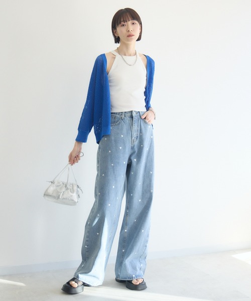 Paradise Picnic（パラダイスピクニック）の「バックラインメッシュカーデ（カーディガン/ボレロ・レディース・ブルー/ホワイト/グリーン・FREE）」の5枚目の写真