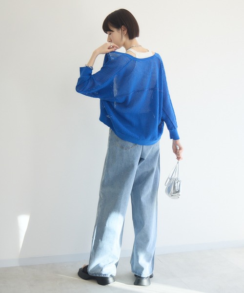 Paradise Picnic（パラダイスピクニック）の「バックラインメッシュカーデ（カーディガン/ボレロ・レディース・ブルー/ホワイト/グリーン・FREE）」の6枚目の写真