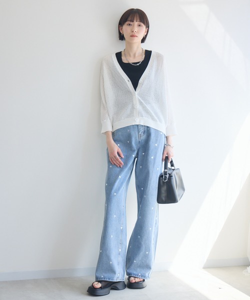 Paradise Picnic（パラダイスピクニック）の「バックラインメッシュカーデ（カーディガン/ボレロ・レディース・ブルー/ホワイト/グリーン・FREE）」の14枚目の写真