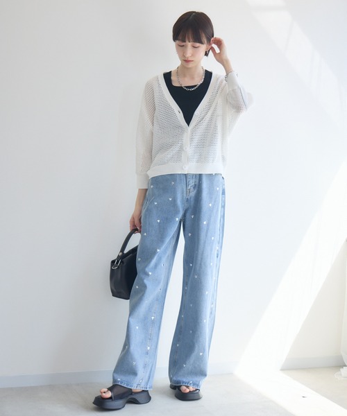 Paradise Picnic（パラダイスピクニック）の「バックラインメッシュカーデ（カーディガン/ボレロ・レディース・ブルー/ホワイト/グリーン・FREE）」の16枚目の写真