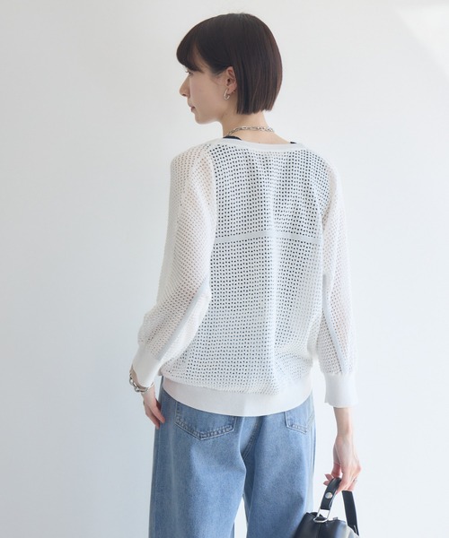 Paradise Picnic（パラダイスピクニック）の「バックラインメッシュカーデ（カーディガン/ボレロ・レディース・ブルー/ホワイト/グリーン・FREE）」の19枚目の写真