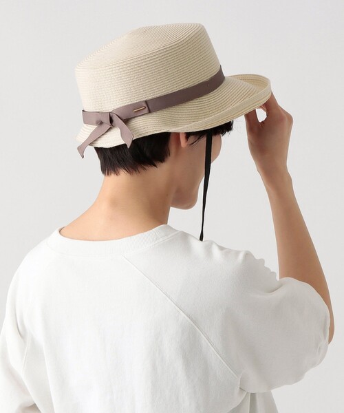 Afternoon Tea（アフタヌーンティー）の「洗える小ツバUVハット（ハット・レディース・ライトブラウン/ブラック/アイボリー・ONE SIZE）」の4枚目の写真