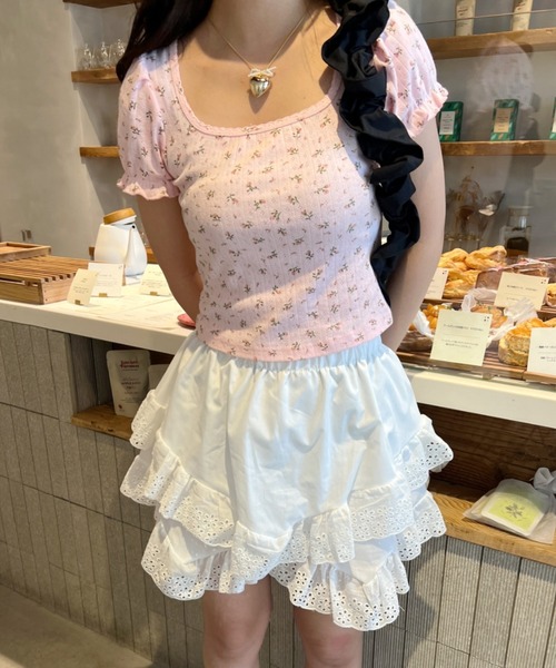 SOLLON.(ソルロン)の「小花柄パフスリーブTOPS(Tシャツ/カットソー・レディース・ピンク系その他/ホワイト系その他・FREE)」の12枚目の写真