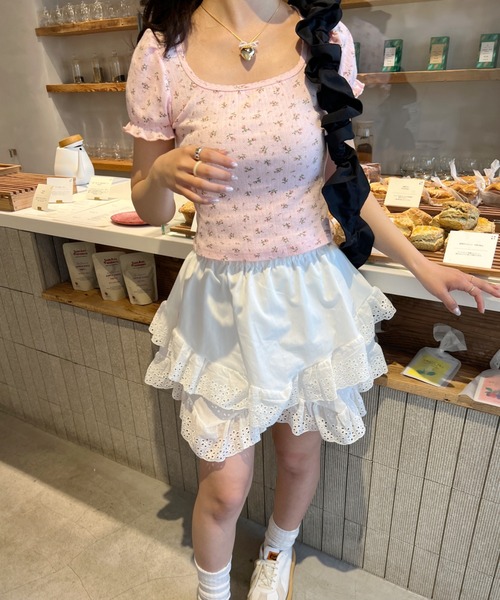 SOLLON.(ソルロン)の「小花柄パフスリーブTOPS(Tシャツ/カットソー・レディース・ピンク系その他/ホワイト系その他・FREE)」の13枚目の写真