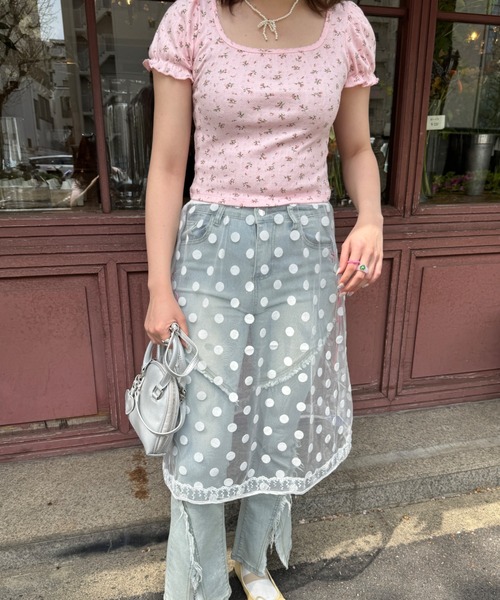 SOLLON.(ソルロン)の「小花柄パフスリーブTOPS(Tシャツ/カットソー・レディース・ピンク系その他/ホワイト系その他・FREE)」の10枚目の写真