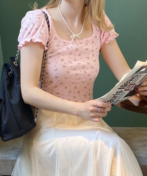 SOLLON.(ソルロン)の「小花柄パフスリーブTOPS(Tシャツ/カットソー・レディース・ピンク系その他/ホワイト系その他・FREE)」の14枚目の写真