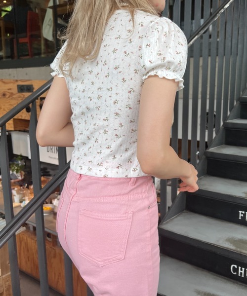 SOOR PLOOM 花柄パフスリーブTシャツ 4yトップス SOOR PLOOM 花柄パフスリーブTシャツ 2Y トップス