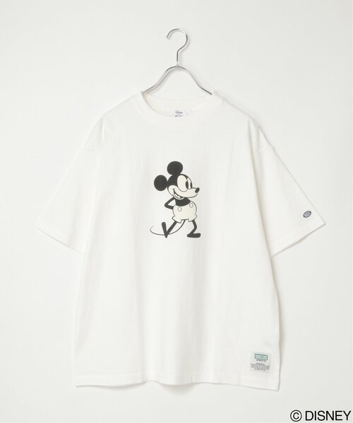 DISCUS ATHLETIC（ディスカス　アスレチック）の「DISCUS ATHLETIC × ミッキーマウスTシャツ（Tシャツ/カットソー・レディース・ホワイト/オフホワイト/ナチュラル/ブラック/ブラウン系その他/チャコール・M/L）」の2枚目の写真