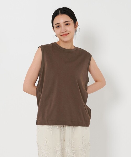 BEAUTY&YOUTH UNITED ARROWS(ビューティーアンドユースユナイテッドアローズ)の「クリアハイゲージ ノースリーブカットソー(Tシャツ/カットソー・レディース・ホワイト/ダークグレー/ダークブラウン・FREE)」の1枚目の写真