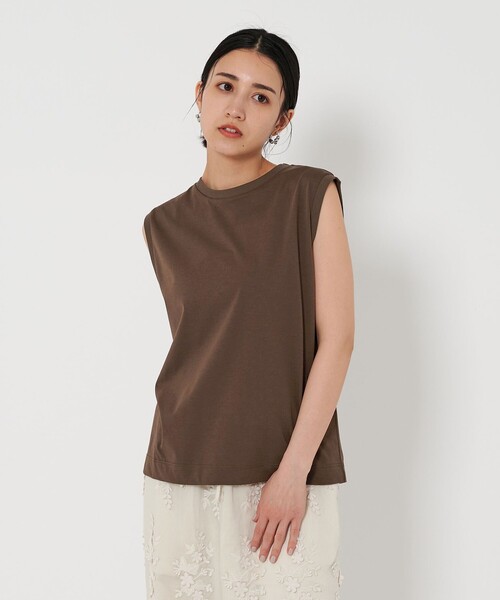 BEAUTY&YOUTH UNITED ARROWS(ビューティーアンドユースユナイテッドアローズ)の「クリアハイゲージ ノースリーブカットソー(Tシャツ/カットソー・レディース・ホワイト/ダークグレー/ダークブラウン・FREE)」の4枚目の写真