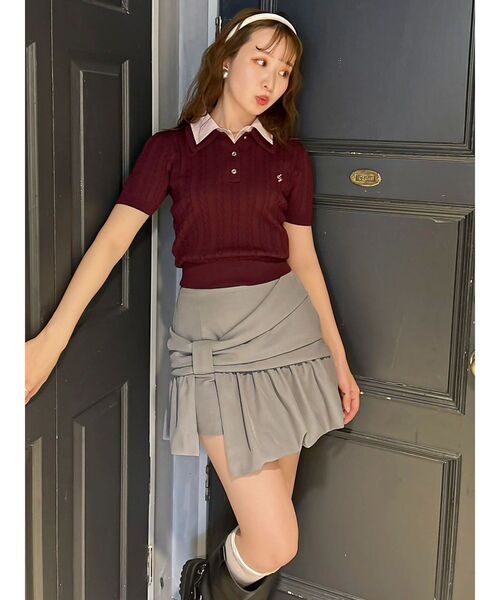 dazzlin（ダズリン）の「ナナメリボンミニスカート（スカート・レディース・グレー/ベージュ/ブラック・MEDIUM/SMALL）」の8枚目の写真