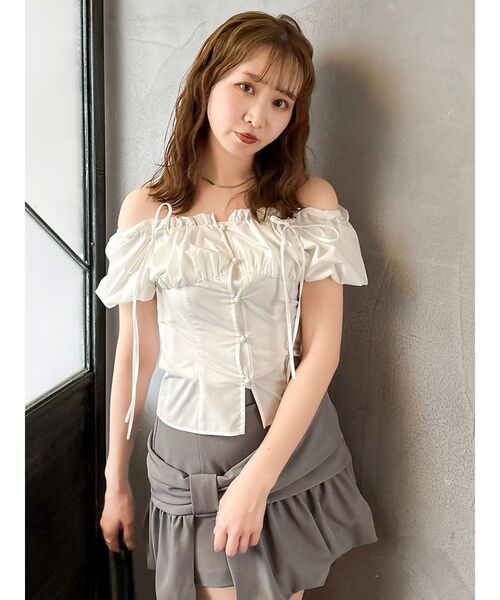 dazzlin（ダズリン）の「ナナメリボンミニスカート（スカート・レディース・グレー/ベージュ/ブラック・MEDIUM/SMALL）」の15枚目の写真