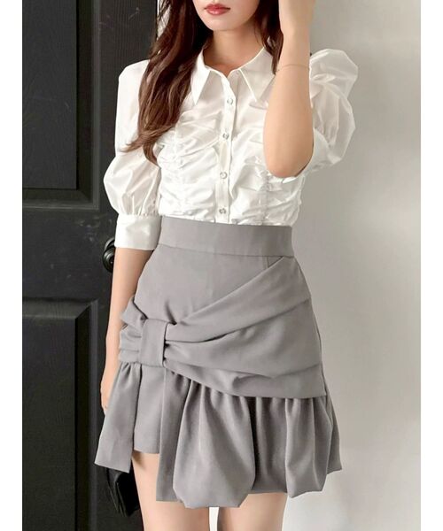 dazzlin（ダズリン）の「ナナメリボンミニスカート（スカート・レディース・グレー/ベージュ/ブラック・MEDIUM/SMALL）」の22枚目の写真