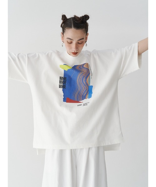 un3d. ウェーブラインTシャツ　ホワイト UN3D.（アンスリード）の「ウェーブラインTシャツ（Tシャツ