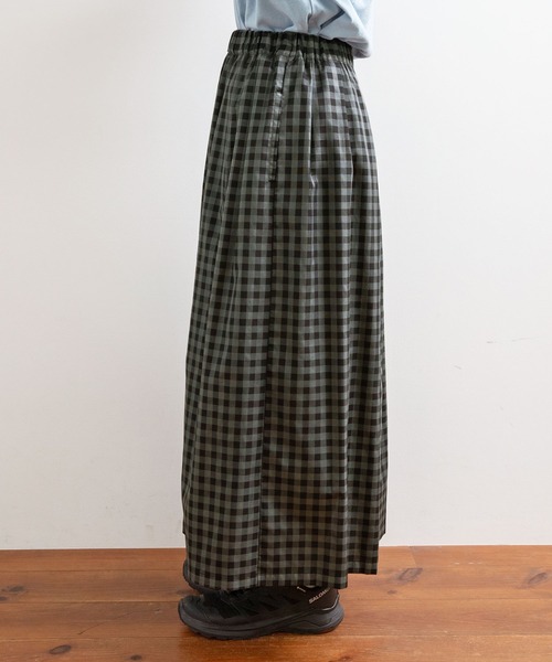 PAR ICI(パーリッシィ)の「製品染め ギンガムチェックスカート(スカート・レディース・チャコールグレー/ダークブラウン・FREE)」の20枚目の写真