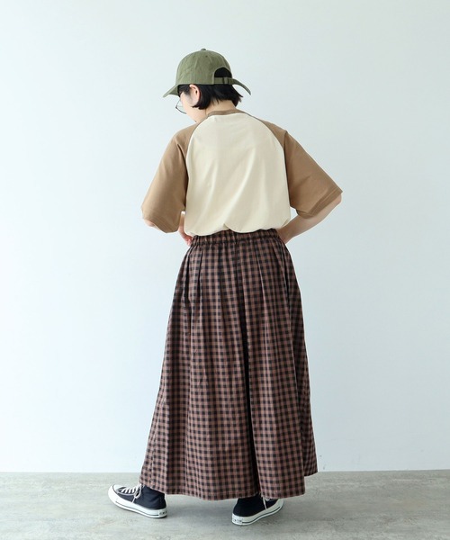 PAR ICI(パーリッシィ)の「製品染め ギンガムチェックスカート(スカート・レディース・チャコールグレー/ダークブラウン・FREE)」の15枚目の写真