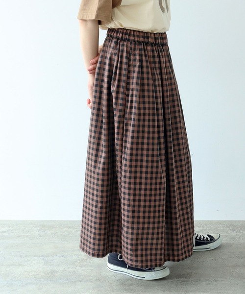 PAR ICI(パーリッシィ)の「製品染め ギンガムチェックスカート(スカート・レディース・チャコールグレー/ダークブラウン・FREE)」の13枚目の写真