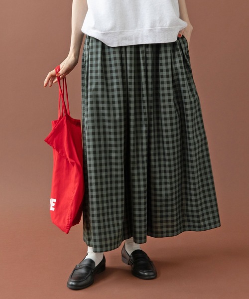 PAR ICI(パーリッシィ)の「製品染め ギンガムチェックスカート(スカート・レディース・チャコールグレー/ダークブラウン・FREE)」の18枚目の写真
