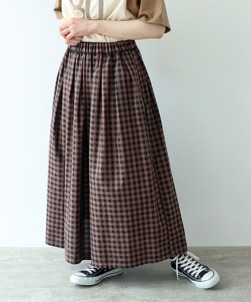 PAR ICI(パーリッシィ)の「製品染め ギンガムチェックスカート(スカート・レディース・チャコールグレー/ダークブラウン・FREE)」の19枚目の写真