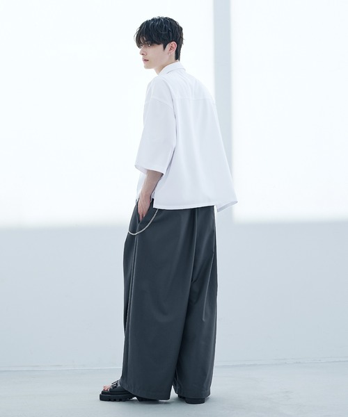 ASTRONOMY(アストロノミー)の「【防シワ】短丈ワイドリラックス半袖シャツ(シャツ/ブラウス・メンズ・ホワイト/ブルー/ホワイト系/ブラック/チャコール・L/XL/S/M)」の13枚目の写真