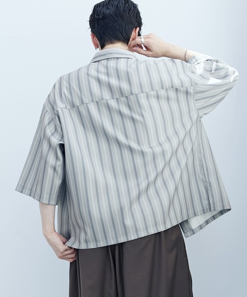 ASTRONOMY(アストロノミー)の「【防シワ】短丈ワイドリラックス半袖シャツ(シャツ/ブラウス・メンズ・ホワイト/ブルー/ホワイト系/ブラック/チャコール・L/XL/S/M)」の20枚目の写真