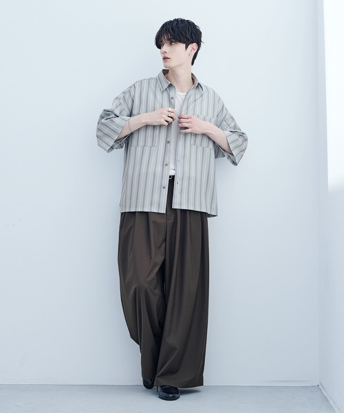 ASTRONOMY(アストロノミー)の「【防シワ】短丈ワイドリラックス半袖シャツ(シャツ/ブラウス・メンズ・ホワイト/ブルー/ホワイト系/ブラック/チャコール・L/XL/S/M)」の22枚目の写真