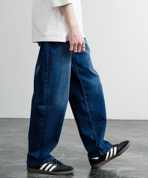 Rocky Monroe(ロッキーモンロー)の「ストレッチデニム・ツイルワイドテーパードパンツ(デニムパンツ・メンズ・ブルー/チャコールグレー/ブラック系1/ブラック系/インディゴブルー/ベージュ/ブラック/カーキ/ノンウォッシュ・L/XL/M)」の8枚目の写真