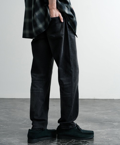Rocky Monroe(ロッキーモンロー)の「ストレッチデニム・ツイルワイドテーパードパンツ(デニムパンツ・メンズ・ブルー/チャコールグレー/ブラック系1/ブラック系/インディゴブルー/ベージュ/ブラック/カーキ/ノンウォッシュ・L/XL/M)」の15枚目の写真