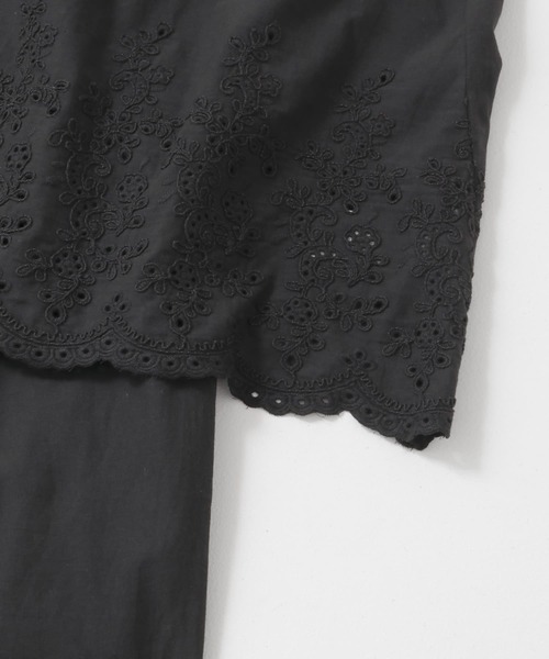 URBAN RESEARCH Sonny Label（アーバンリサーチサニーレーベル）の「エンブロイダリーコットンキャミ×パンツセット（セットアップ・レディース・ブラック/アイボリー/チャコールグレー・FREE）」の6枚目の写真