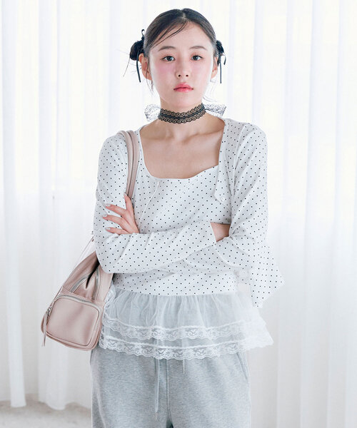 OLIVE des OLIVE（オリーブデオリーブ）の「【SETアイテム/着回し】レースキャミ×カーデ　アンサンブル（カーディガン/ボレロ・レディース・トップグレー/サックスブルー/オフホワイト・FREE）」の21枚目の写真